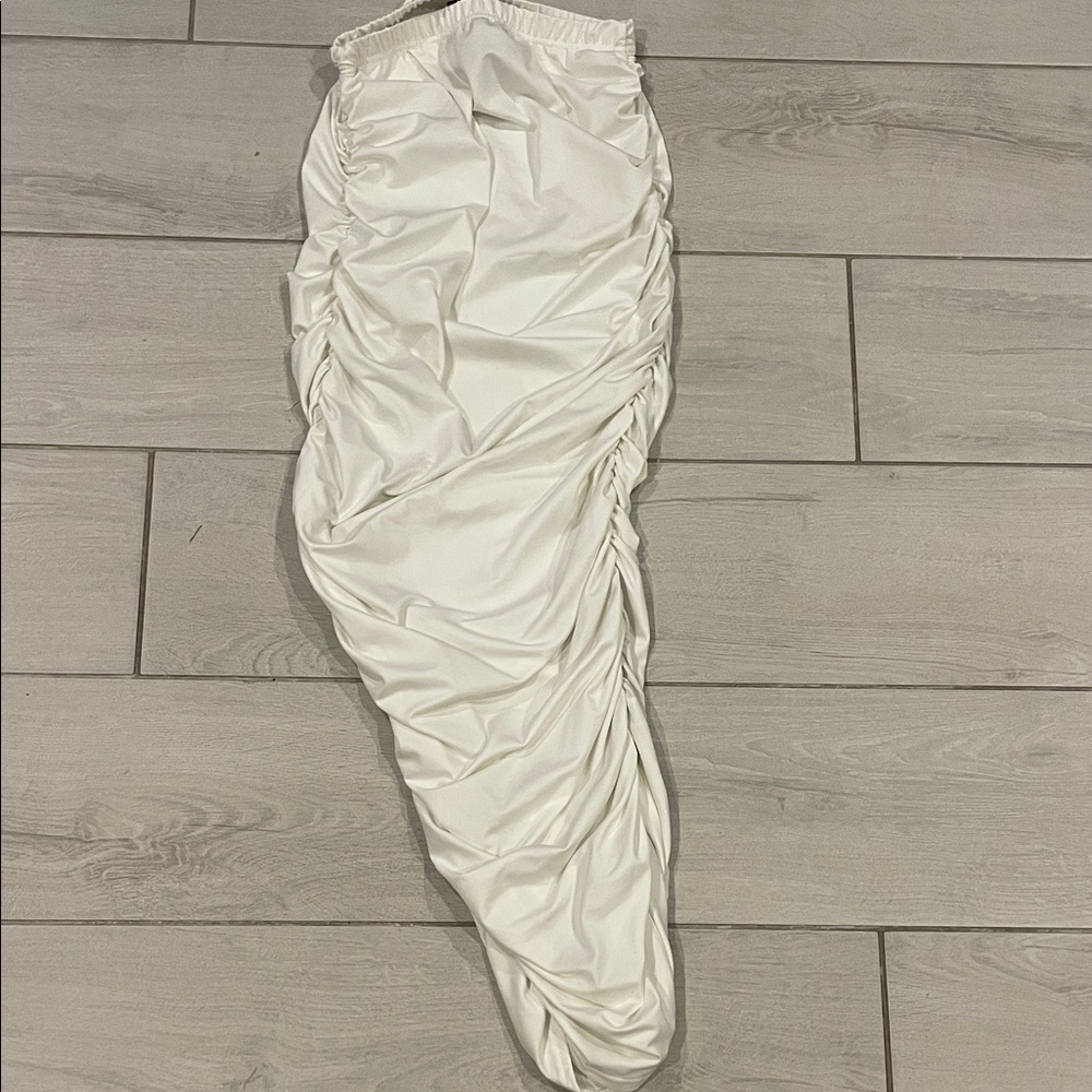 Elegant White Ruched Dress